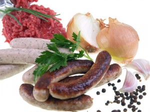 sausage making, isolated on white background